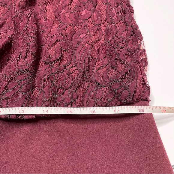 Adrianna Papell Burgundy Lace Long Sleeve Jumpsuit - Picture 8 of 13